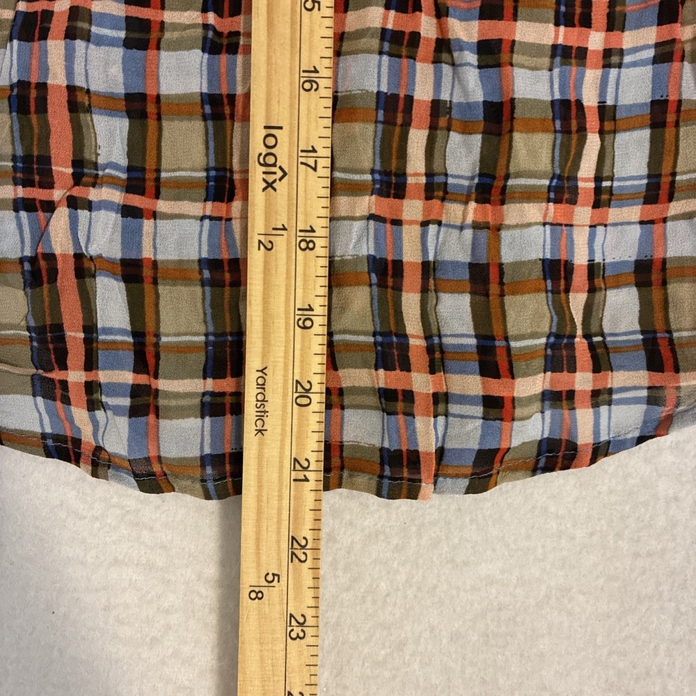 Maeve Anthropologie Laila Blouse Womens Size 2 Plaid Ruffle‎ Sheer Prairie Wrap - Picture 11 of 12